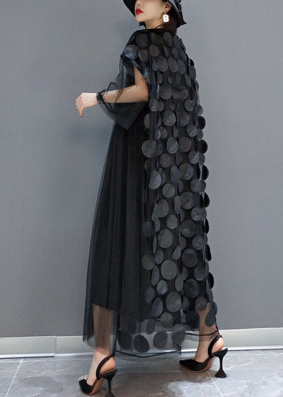 Black Tulle Party Dress – Asymmetrical Hem & Half Sleeve