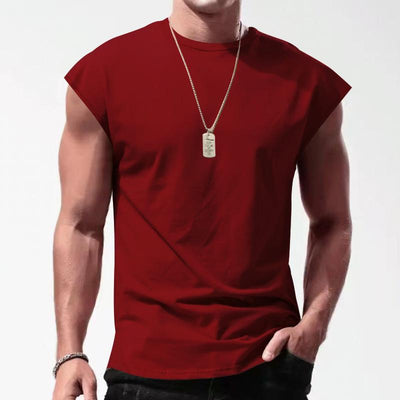 Men's Solid Loose Sleeveless Sports T-Shirt