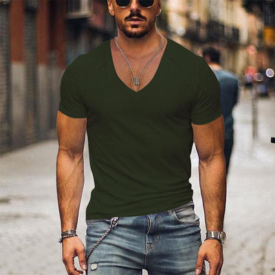 Men's Waffle Solid Colour V-Neck T-Shirt