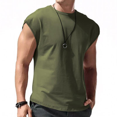Men's Solid Loose Sleeveless Sports T-Shirt