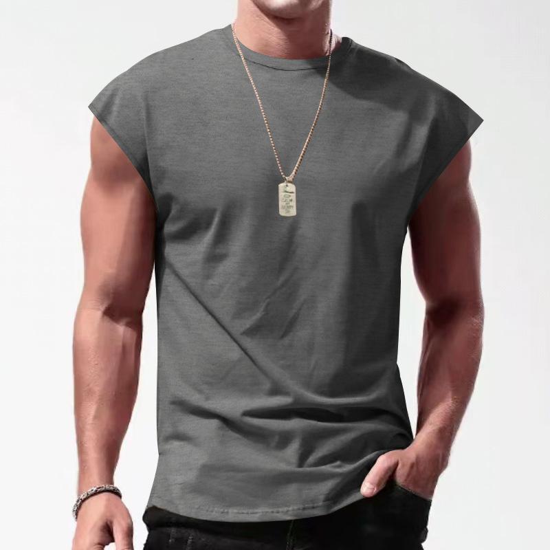 Men's Solid Loose Sleeveless Sports T-Shirt
