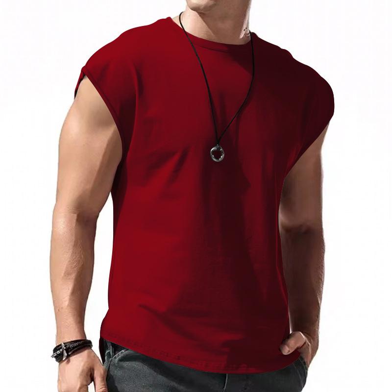 Men's Solid Loose Sleeveless Sports T-Shirt