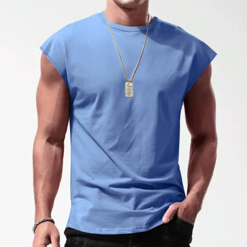 Men's Solid Loose Sleeveless Sports T-Shirt